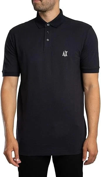 Armani Exchange Icon Project, Embroidered Logo Polo Uomo Blu scuro