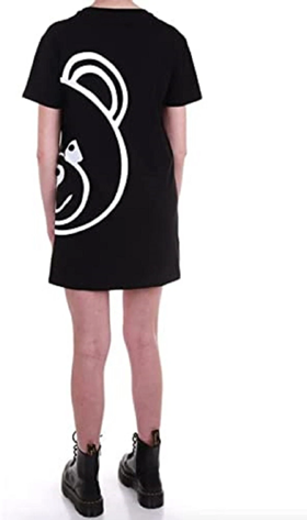 Moschino Abito Donna Maxi T-Shirt Nero A1919 9008 con Stampa Orsetto Toy