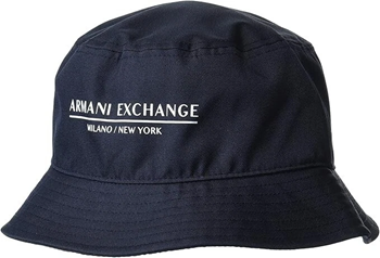Armani Exchange Milano/New York Logo Bucket Hat Cappello a Falda Larga Navy Blu