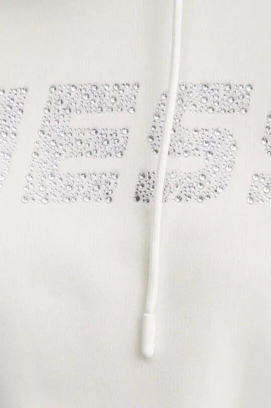 Guess Felpa Cecilia Donna con Cappuccio, V4BQ25 KC3D2 - Bianco Latte