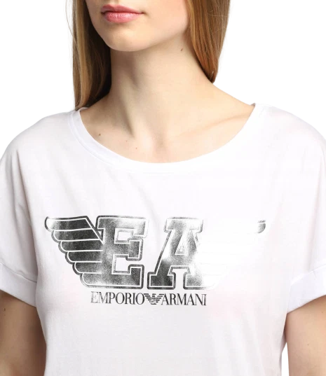 Emporio Armani T-Shirt Donna 164340 Logo mania Silver