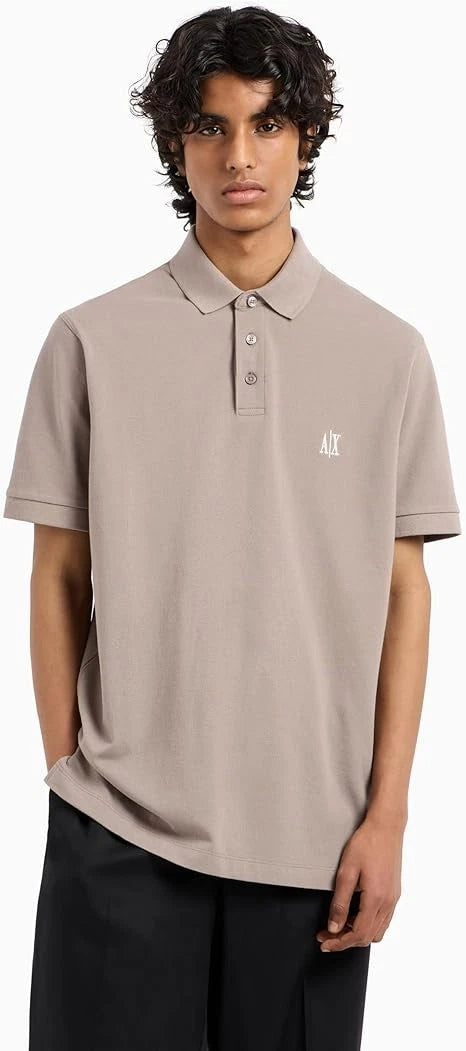 Armani Exchange Icon Project, Embroidered Logo Polo Uomo color Legno wood