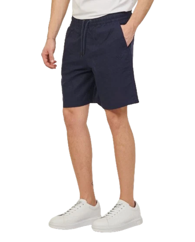 Emporio Armani Bermuda Uomo Misto Lino con Logo Ricamato – Navy Blue