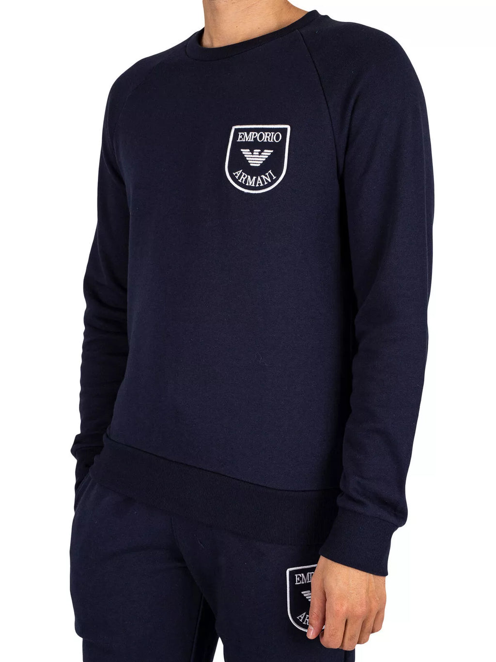 Emporio Armani Sweater+Trousers Iconic Terry Blu - Felpa + Pantaloni Uomo