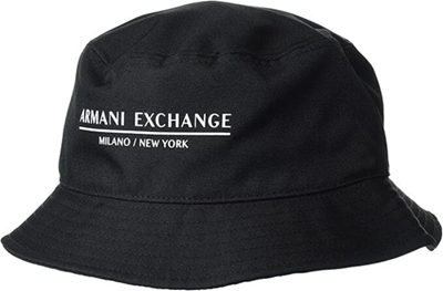 Armani Exchange Milano/New York Logo Bucket Hat Cappello a Falda Larga Nero