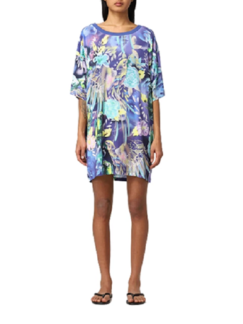 Moschino Abito  in Jersey Over Donna V1911 Maxi T-Shirt Stampa Fantasy Tropical