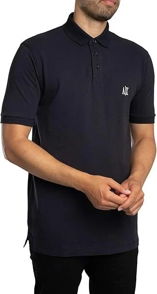 Armani Exchange Icon Project, Embroidered Logo Polo Uomo Blu scuro