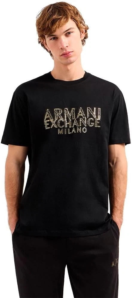 Armani Exchange T-Shirt Uomo Ax Milano Nero & Oro