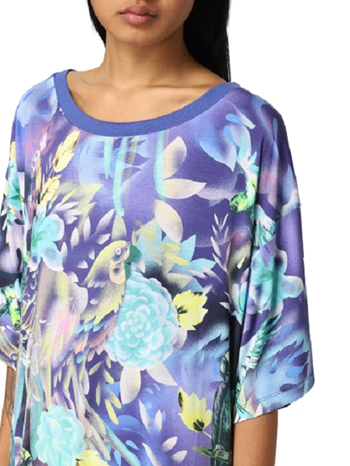 Moschino Abito  in Jersey Over Donna V1911 Maxi T-Shirt Stampa Fantasy Tropical