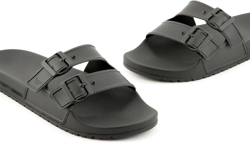 Emporio Armani Sandalo Double Buckle Slides Nero Unisex