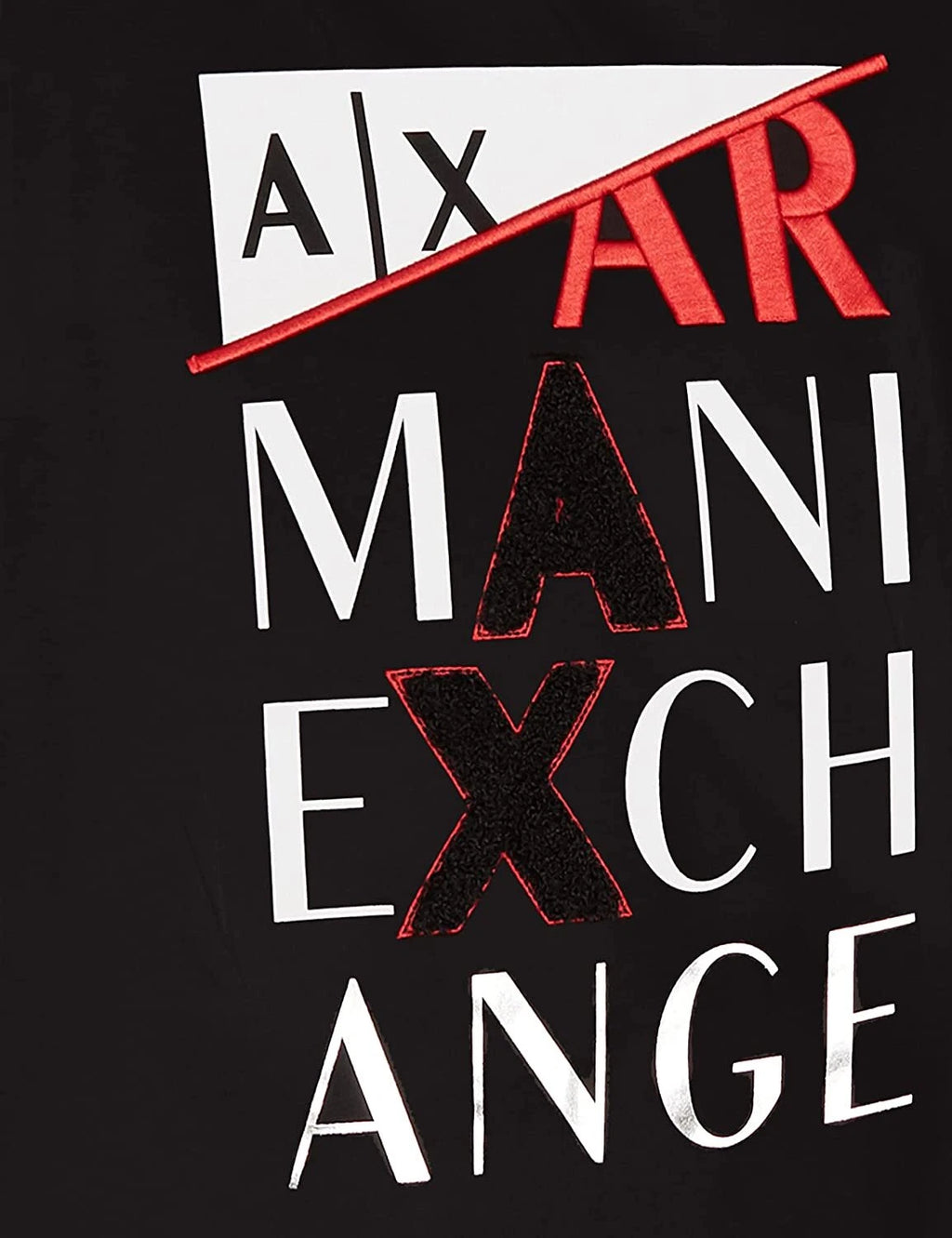 ARMANI EXCHANGE T-Shirt Uomo Cotton Jersey Black Logo Ricamato a Rilievo