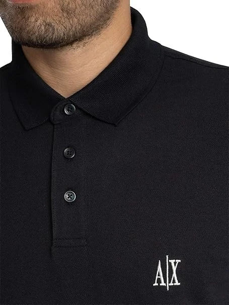 Armani Exchange Icon Project, Embroidered Logo Polo Uomo Blu scuro