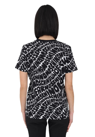 Moschino T-Shirt Donna Fantasia Logo Pattern a Manica Corta Nero/Bianco