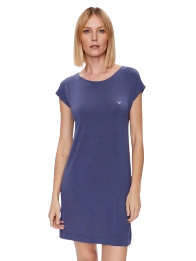 EMPORIO ARMANI Abito Corto Jersey Blu Denim – Regular Fit