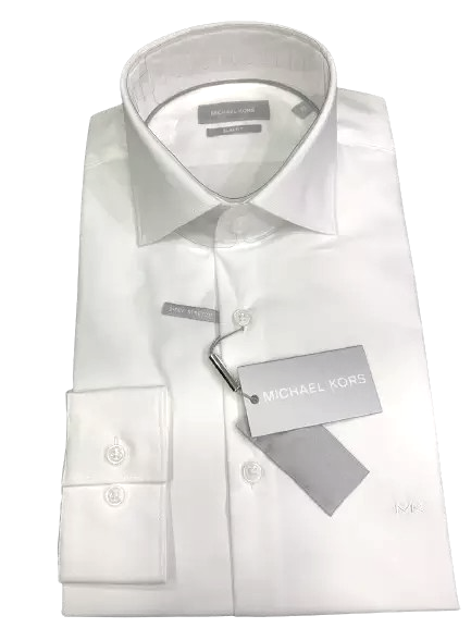 Michael Kors Camicia Uomo Poplin Stretch Bianco Slim Fit