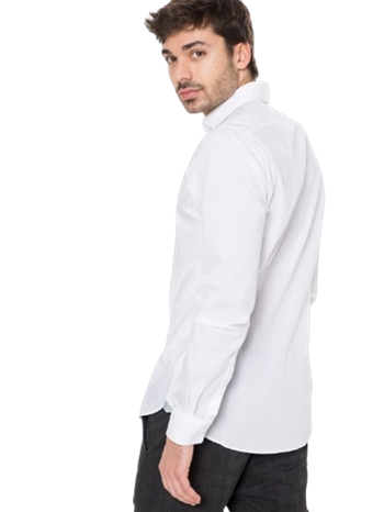 Michael Kors Camicia Uomo Poplin Stretch Bianco Slim Fit