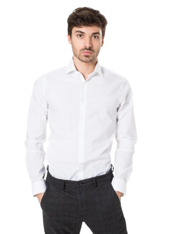 Michael Kors Camicia Uomo Poplin Stretch Bianco Slim Fit