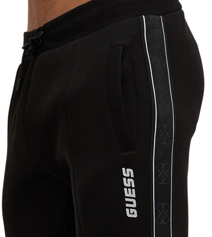 GUESS Pantaloni Jogger Uomo con Banda Logo Laterale Nero
