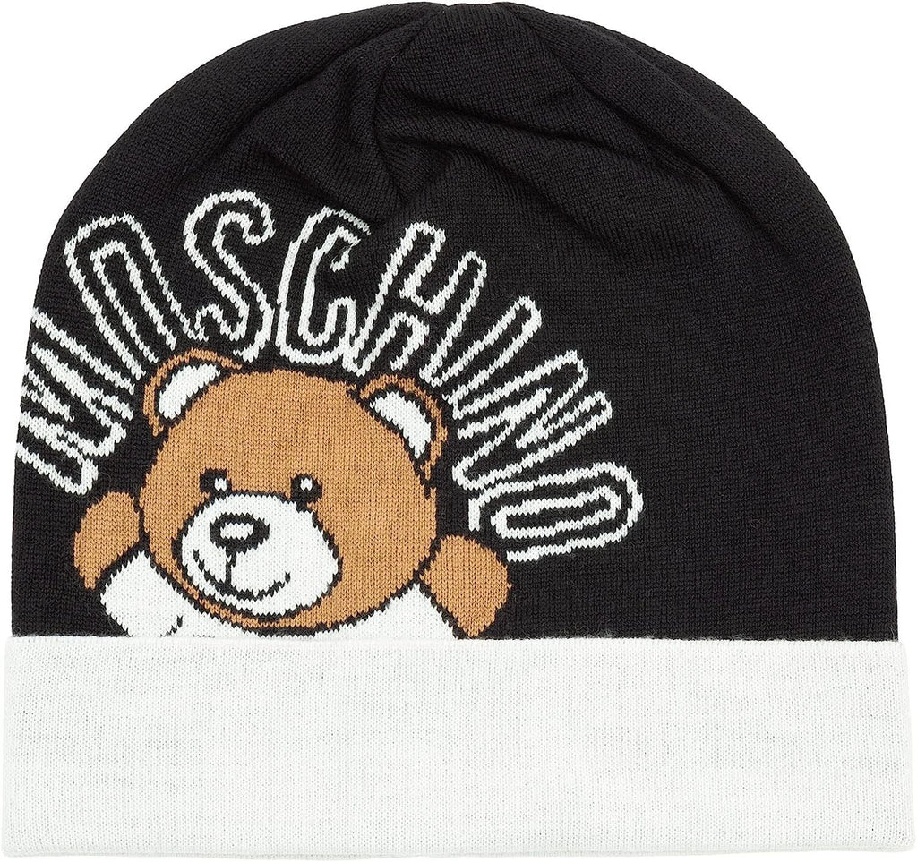 Moschino Berretto Teddy Bear Donna Black - White