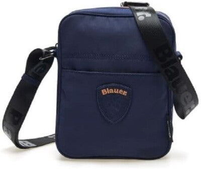 Blauer Borsa a Tracolla Piatta in TESSUTO Navy BLU con Logo, Uomo
