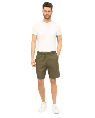 Emporio Armani Bermuda Uomo Misto Lino con Logo Ricamato – Military Green