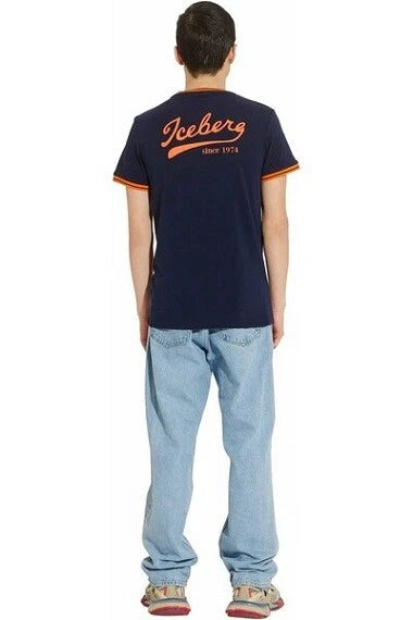 Iceberg T-Shirt Uomo ICE2MTS02 Logo Serie Baseball Navy Blue