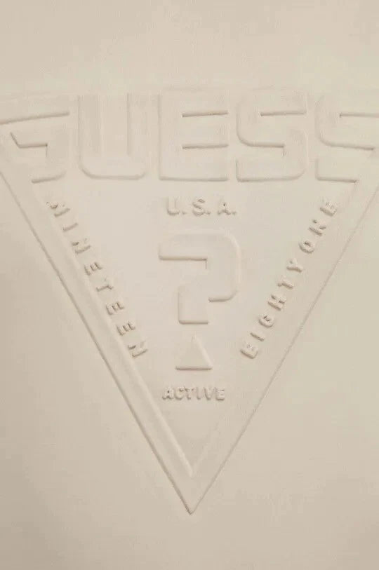 Guess – Felpa Girocollo Scuba Logo Triangolo a Rilievo | Sabbia