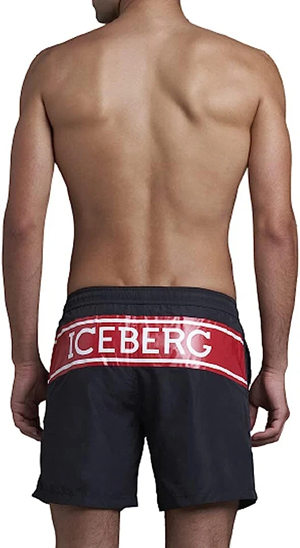 Iceberg Bermuda Mare Uomo ICE1MB02 Bicolor Stampa Logo Nero