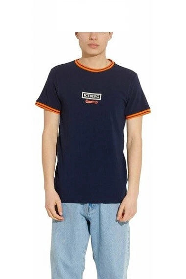 Iceberg T-Shirt Uomo ICE2MTS02 Logo Serie Baseball Navy Blue