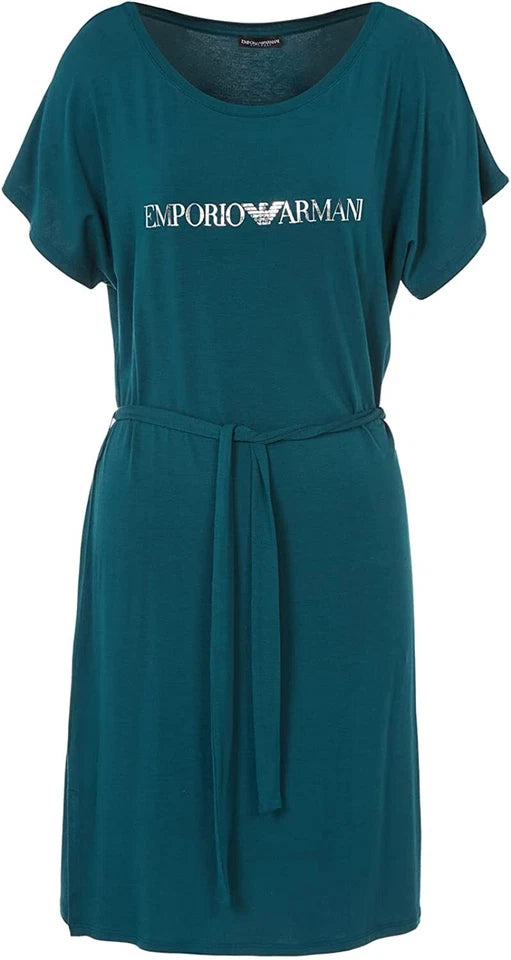Emporio Armani Abito Donna in Viscosa Jersey – Logo Silver | Verde Tropicale