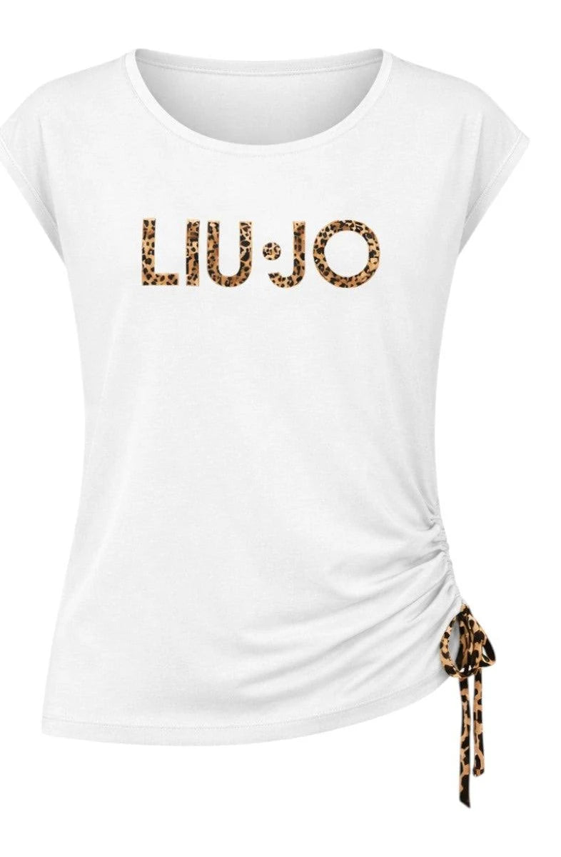 Liu Jo T-Shirt Jersey con Coulisse VA6047 – Bianco/Animalier
