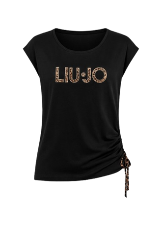 Liu Jo T-Shirt Jersey con Coulisse VA6047 – Nero/Animalier
